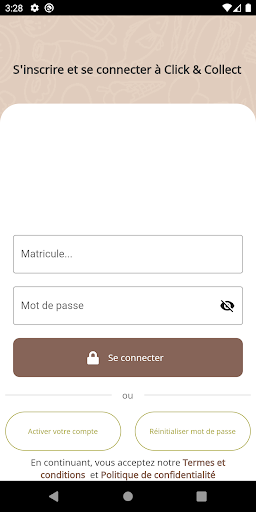 Android application Click & Collect screenshort