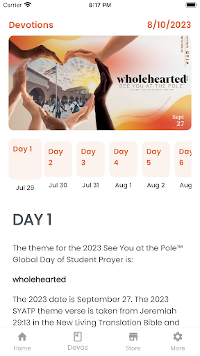 Android application SYATP (See You at the Pole) screenshort