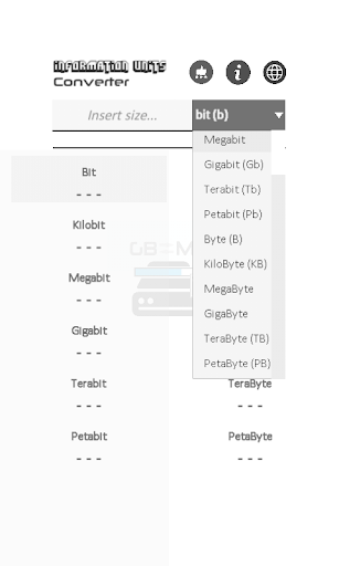 Information Units Converter Screen 2