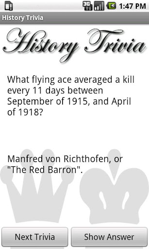 Android application History Trivia Collection screenshort