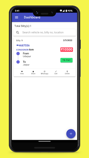 Android application Fleet on Desk - Bilty App screenshort
