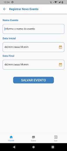 Android application Registro de Presença screenshort