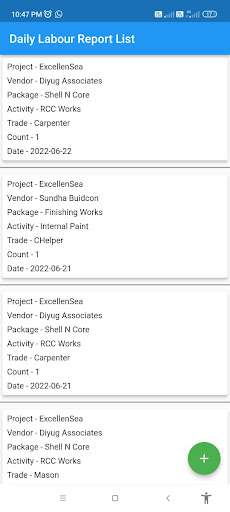 Daily Labour Report Screen 2