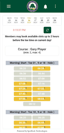 DLF Golf Tee Time Screen 3