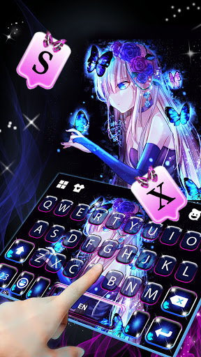 Neon Butterfly Girl Keyboard B Screen 3