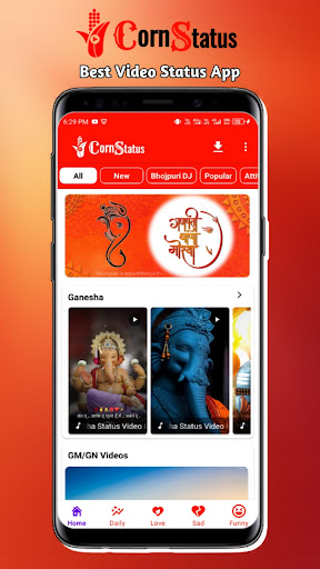Android application CornStatus - All Status Video screenshort