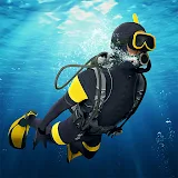 Scuba Diver Swimming Treasure icon