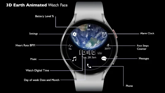 3D Earth Animated - Watch Face