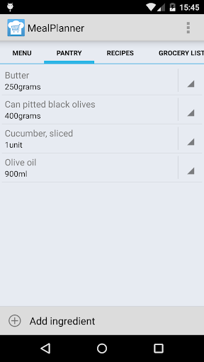Meal Planner - Shopping list