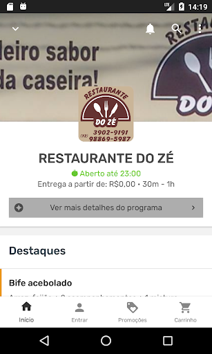 Android application Restaurante do Zé screenshort