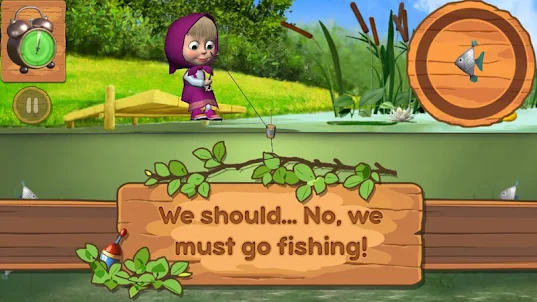 馬莎和熊：孩子們釣魚