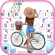 Floral Bicycle Girl2 Keyboard Theme