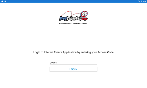 Android application PrepVolleyball Showcase Regist screenshort