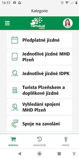 Android application Virtuální karta screenshort