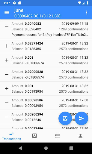 Android application Electron Cash wallet for BCH screenshort