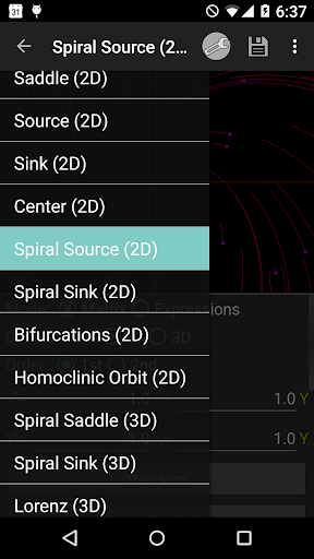 Dynamical System Simulator Screen 2