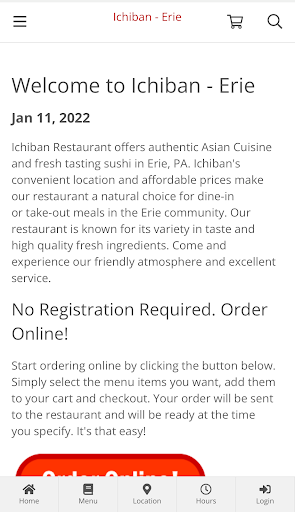 Android application Ichiban - Erie Online Ordering screenshort