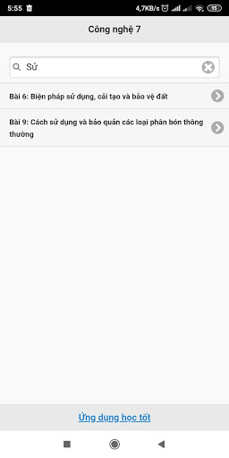 Android application Học tốt Công nghệ 7 screenshort