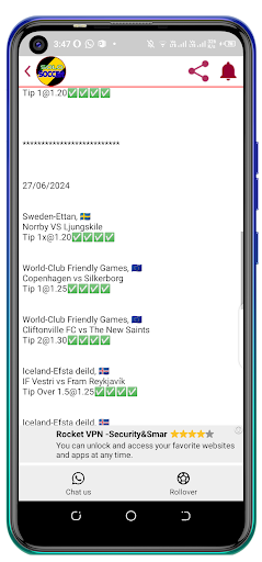 Solo Soccer Predictions. Screen 3