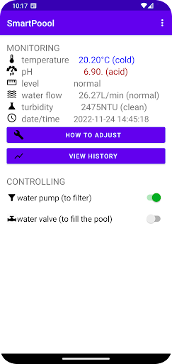 Android application SmartPoool screenshort