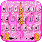 Pink Glisten Unicorn Cat Keyboard Theme Apk