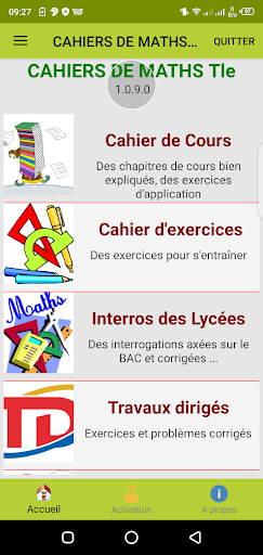 Android application CAHIERS DE MATHS Tle screenshort