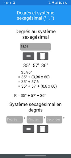 Convert Degree and Sexagesimal Screen 3