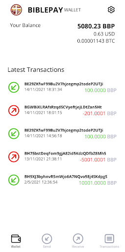 Biblepay Wallet (Unchained ) Screen 2