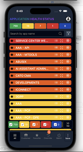 Screenshot of Application Health