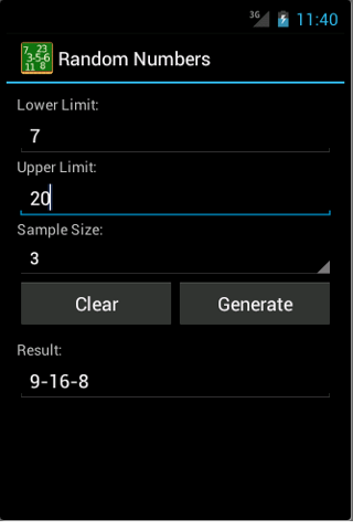 Random Numbers Screen 2