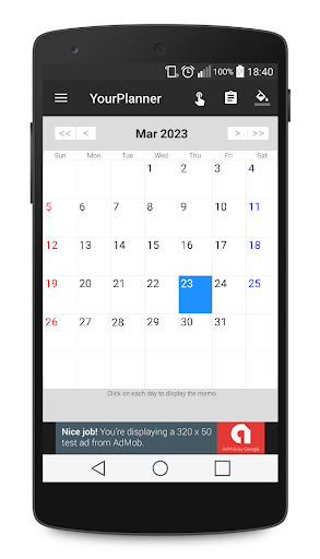 Android application Calendar, Holiday, Notes, Memo screenshort