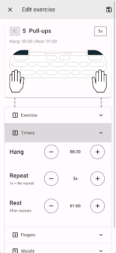HangTime - Hangboard Training Screen 2