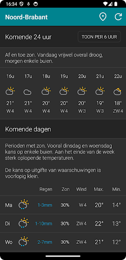 Android application Weer NL - reclamevrij screenshort