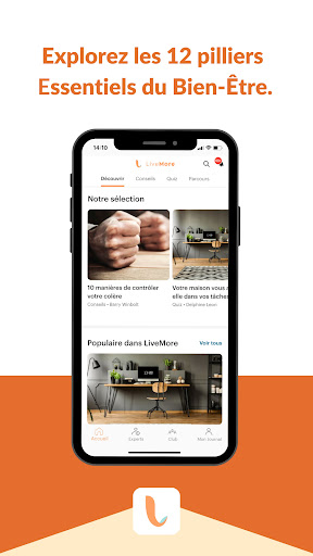 Android application LiveMore pour votre bien-être screenshort