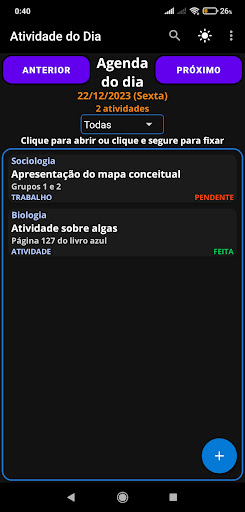 Atividade do Dia: Agenda Screen 2