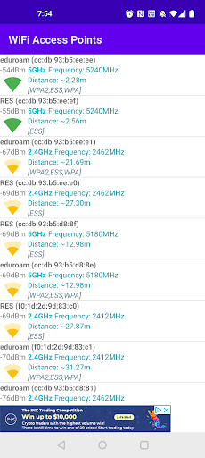 Android application WiFi Access Points screenshort