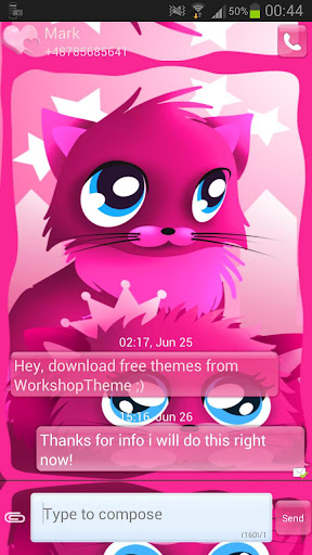 Pink cats theme 4 GO SMS Pro Screen 2