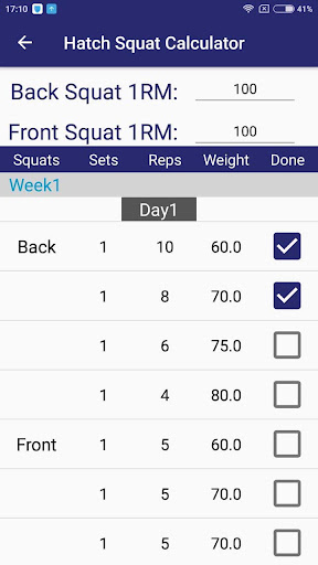 Android application Hatch Squat Calculator screenshort