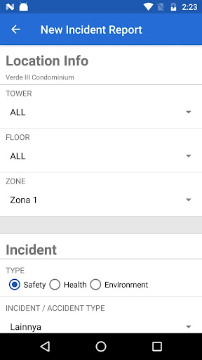 TOTAL HSE Incident Report Screen 2