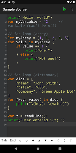 Android application Sedona - Compiler for Swift screenshort