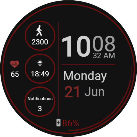 Android application Watch Face Red and Black screenshort