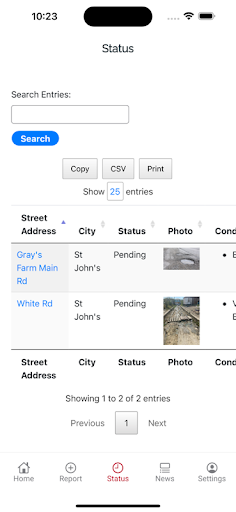ReportMyRoad Screen 3