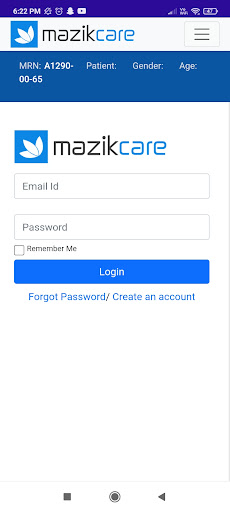 Android application Patient Mobile App screenshort