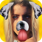 funny dog face in photo icon