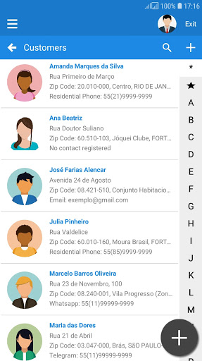 Customers, Orders e Services Screen 2
