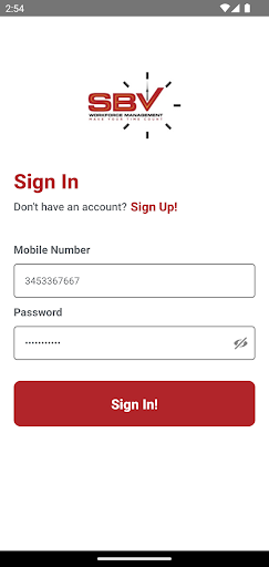 Android application SBV Mobile Workforce screenshort