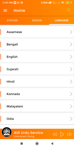 RadioAR–All India Radio AM/FM Screen 2
