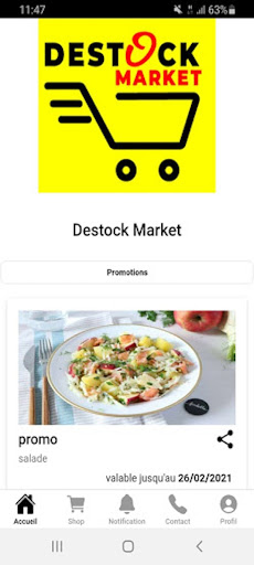 Android application Destock market screenshort