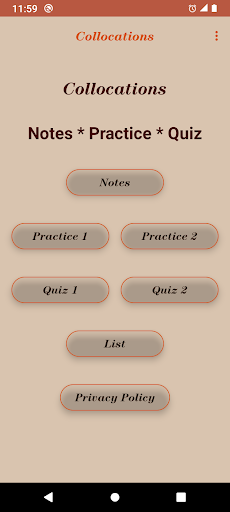 Android application English Collocations screenshort