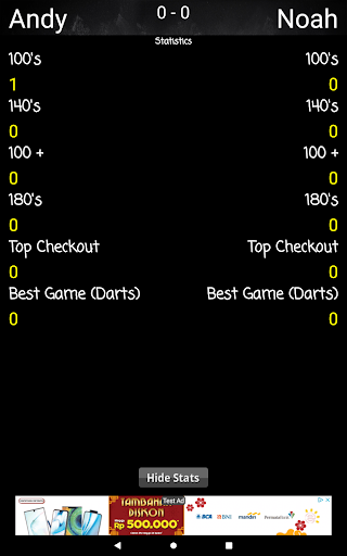 Thistles Dart Scorer Screen 3